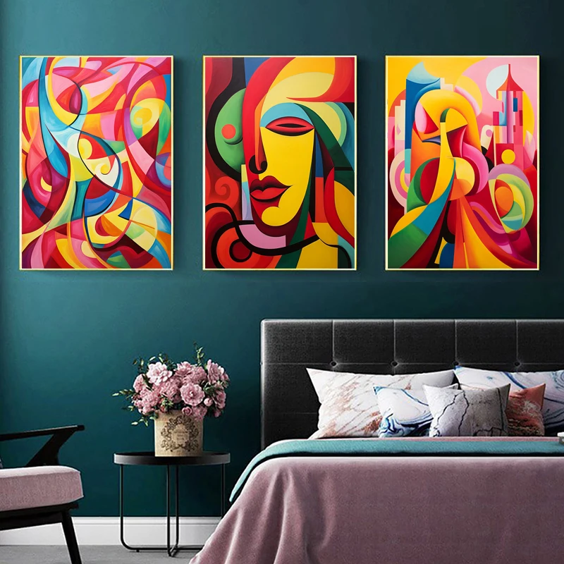 

Abstract Colorful Clouds Face color Art Canvas Painting Wall Art Posters Prints Wall Pictures for Living Room Home Cuadros Decor