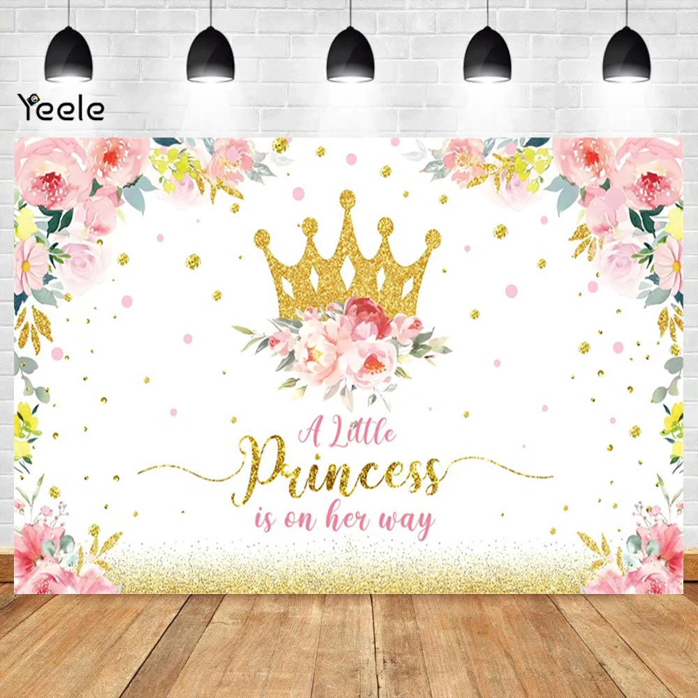 

Baby Shower Backdrop A Little Princess on the Way Pink Butterflies and Flowers Newborn Birthday Party Photography Backgrounds