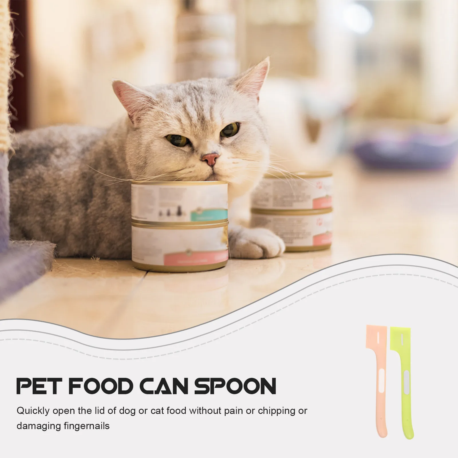 2Pcs Pet Food Can Spoon Quick Lid Opener Feeding Scoop for Cat Dog Wet Food Dry Kibble Mixing Spoon Handheld Pet Feeding Tool