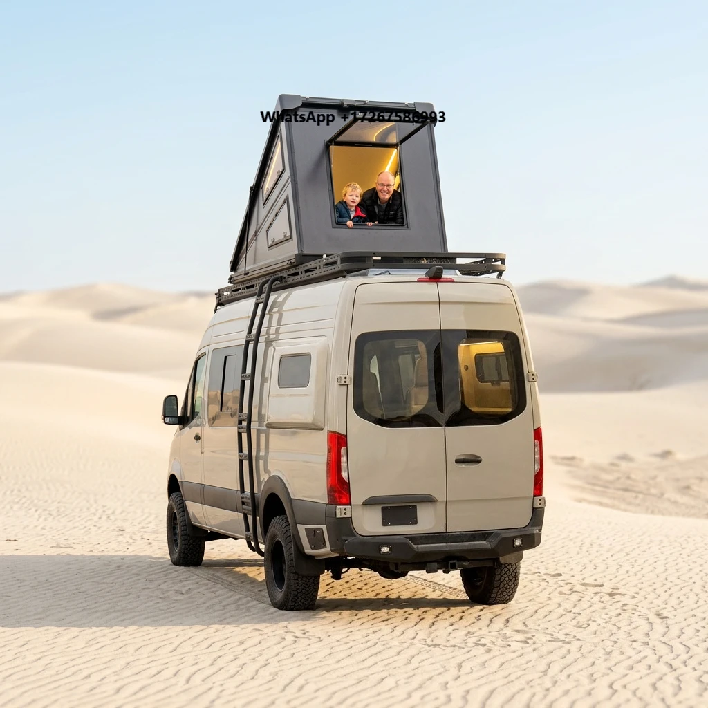 P Show Carbon Fiber Wedge Rooftop Camper Hard Shell Clamshell Tent Four-Season Triple-Layer for Pickup Truck Sprinter Van RV