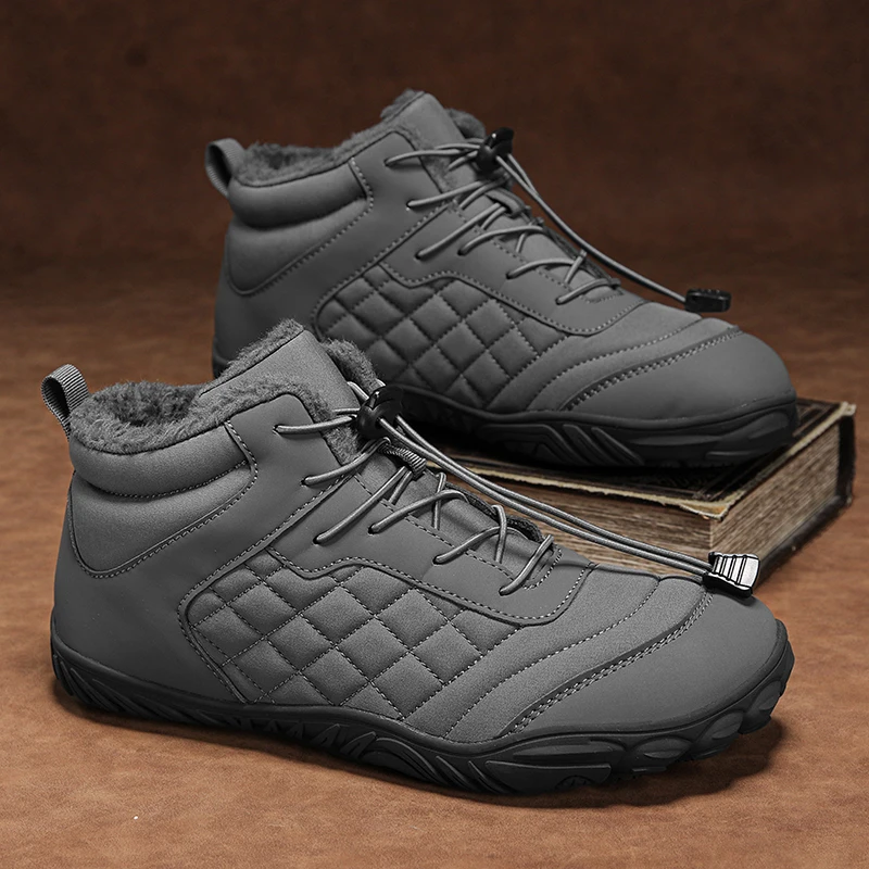 

Men's Women's Winter Barefoot Hiking Boots Slip On Warm Zero Drop Snow Boot Wide Toe Box Ankle Booties Minimalist Waterproof