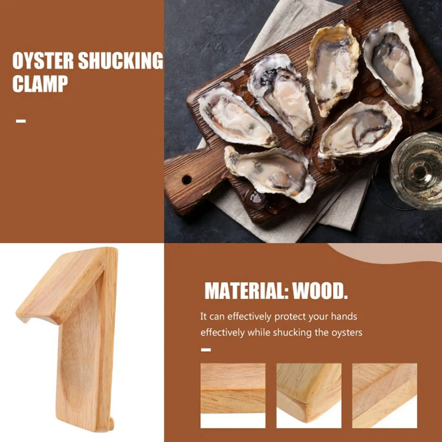 A69E2X Oyster Shucking Opener Shucker Seafood Clamp Tool Holder Shellfish Hand Clam Shellcrab Sheller
