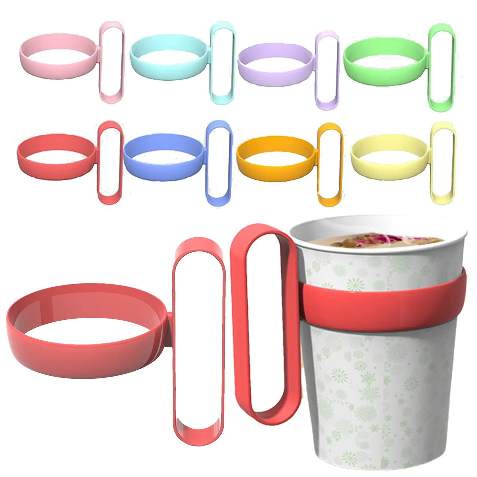 10pc Anti-Scalding Cup Holder Anti-Scalding Mug Handle Removable Protective Spill-Proof Hot Water Portable Grip For Coffee Water