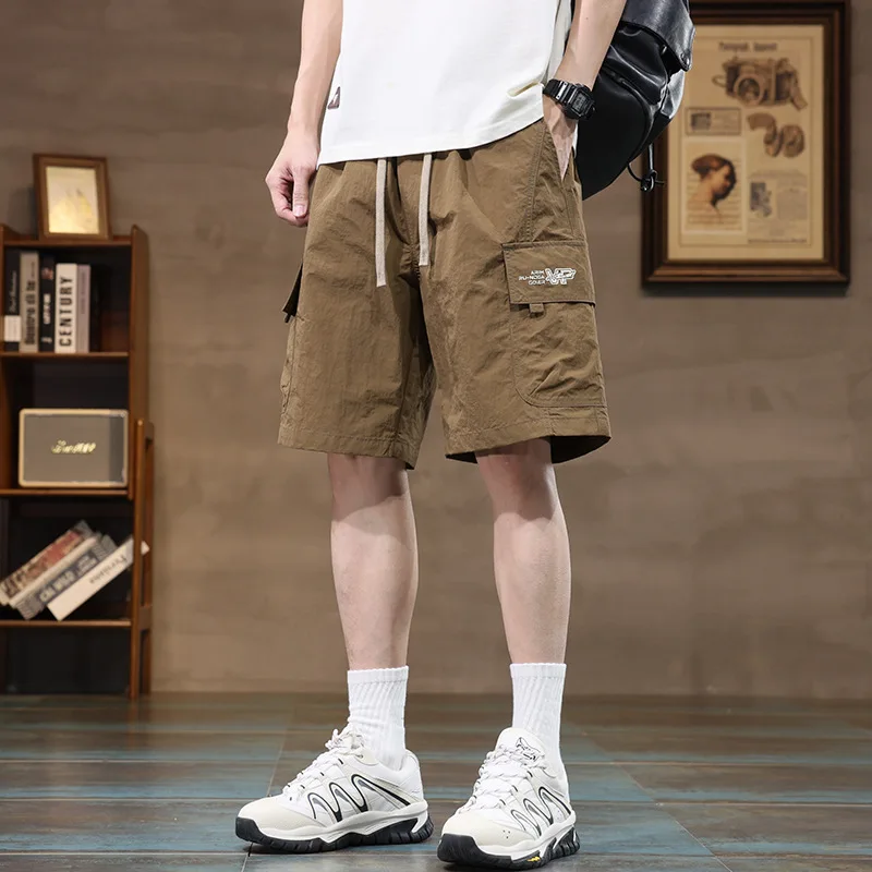 Summer Ice Silk Men's Shorts Loose Trendy Quick-drying Versatile Five-point Casual Straight and Breathable Thin Style