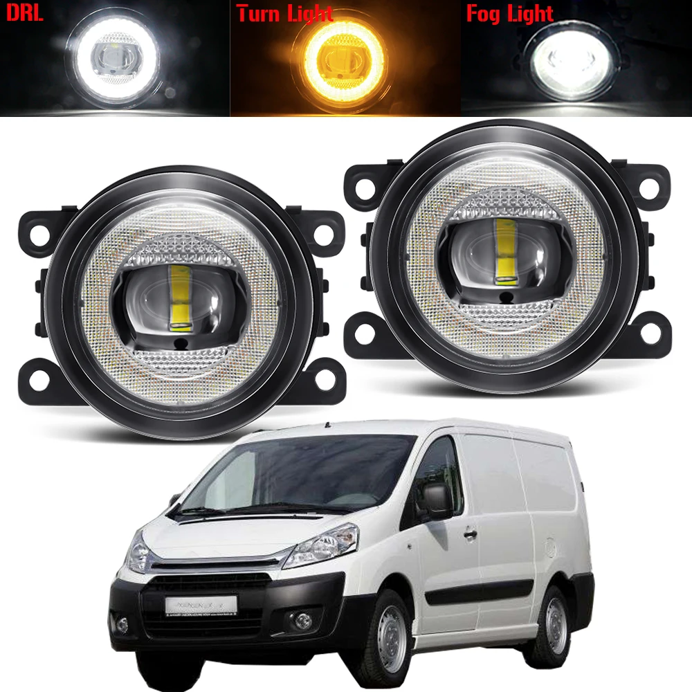 2 X 30W 8000LM Car Fog Light Assembly For Citroen Jumpy Box 2012-2020 Angel Eye LED Fog Turn Signal Daytime Running Lamp H11 12V