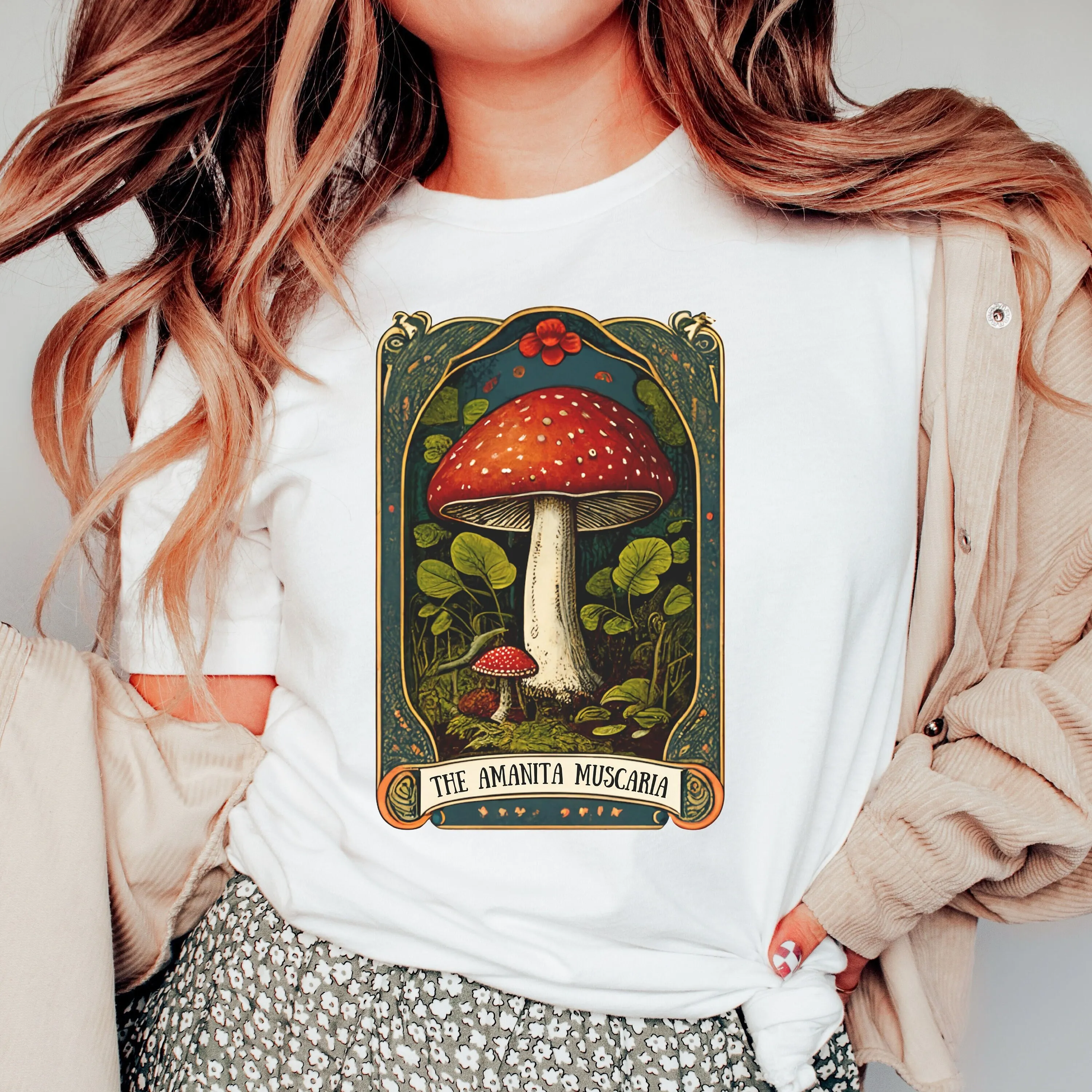 Magic Mushroom T Shirt Cottagecore Tarot Amanita Toadstool Fungus Fly Agaric Fungi Red