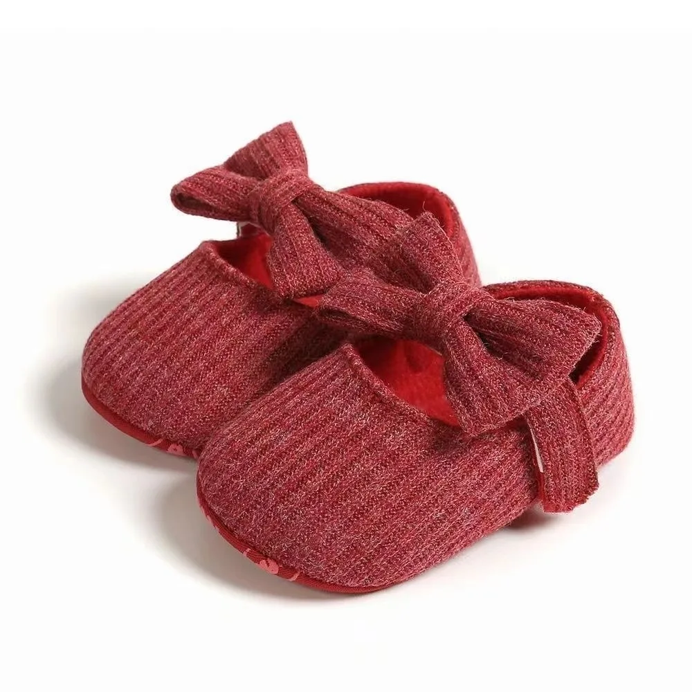 

New Anti-slip Cotton Shoes Bow Soft Princess Shoes Flower Infants Prewalkers 0-18M