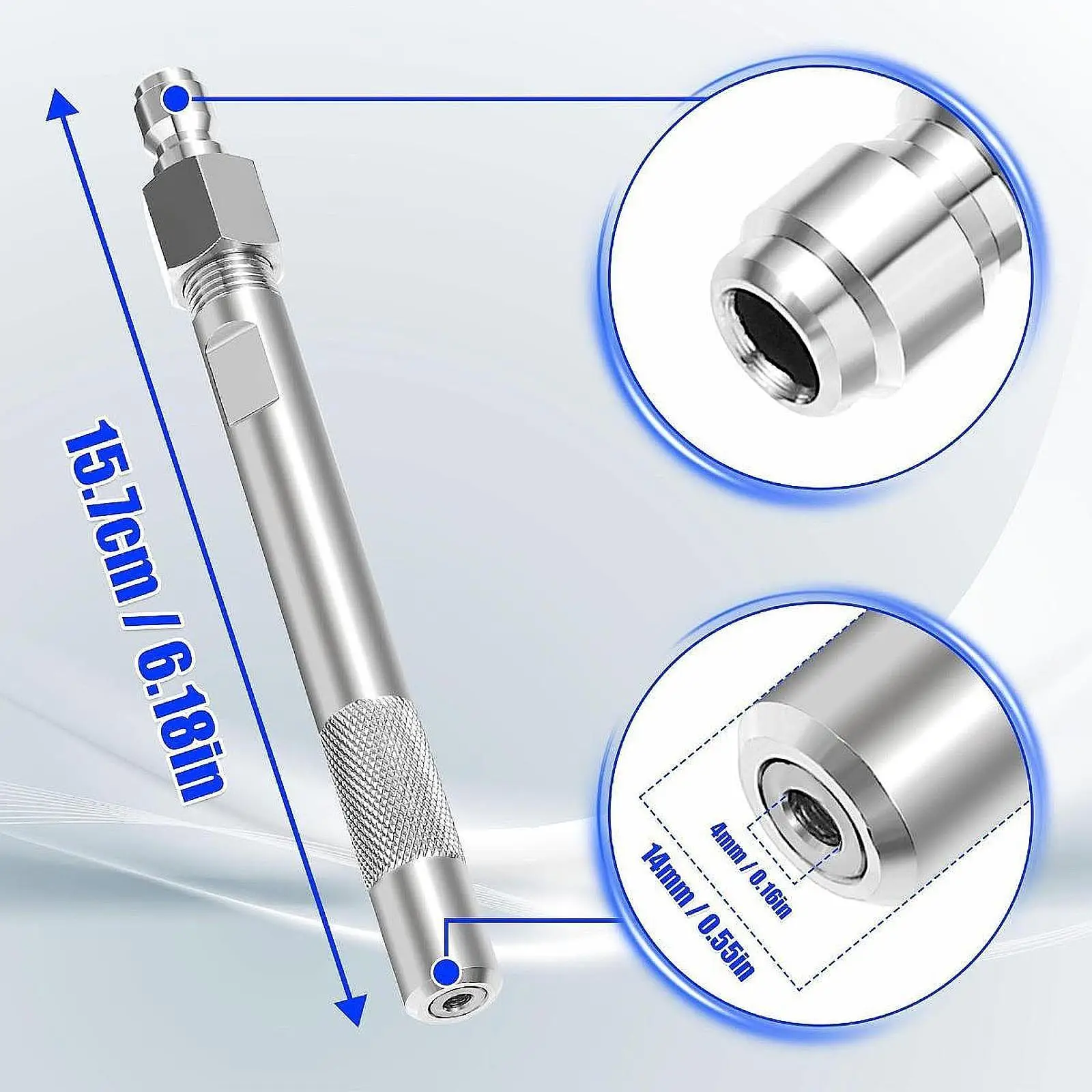 Long Range Chemical Nozzle Sturdy 50 ft Silver Replacement 1/4 inch Plug 1000 to 6000 PSI Pressure Versatile Stainless Steel