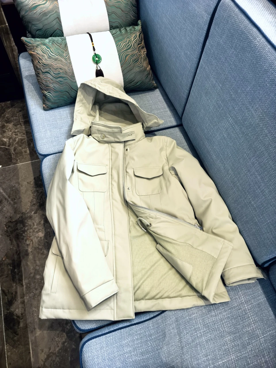 2025 Autumn/Winter New Women'S Stand Collar Waterproof Technical Fabric Hooded Slim Waist Goose Down Coat