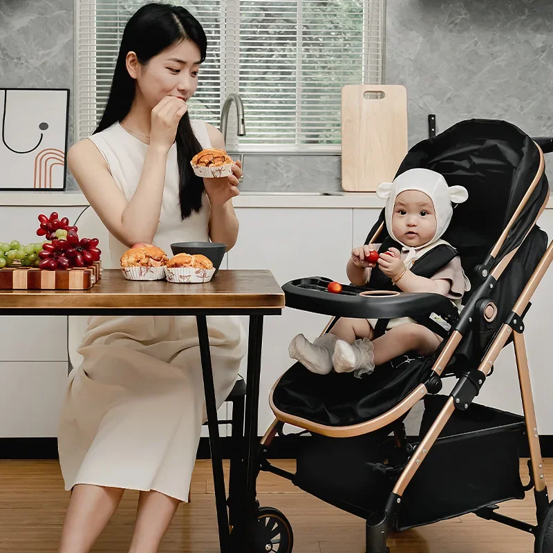 Kereta bayi lipat ringan, dapat duduk atau berbaring lanskap tinggi kereta bayi dapat berubah arah untuk bayi baru lahir