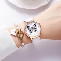 Temperament Fashion Simple Belt Ladies Watch Butterfly Pattern Rhinestone Quartz Tumblers Casual Watch Women