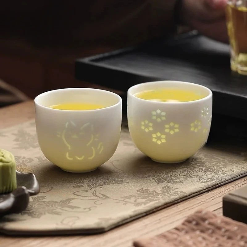 Retro Keramik-Meister-Teetasse, handgefertigte chinesische Gongfu-Teetasse für Zuhause, Trinkgeschirr, Porzellan-Brühgefäß, Bürotisch