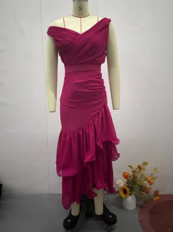 Robe longue amincissante taille haute pour femme, style doux, solide, document, printemps, été, nouvelle collection, mode, 2025