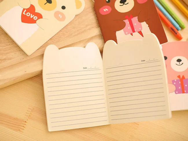 1 Pcs Wholesale Creative Writing Pads Stationery Cute Bear Book Small Animal Notepad Cartoon Portable Notebook Student Prizes