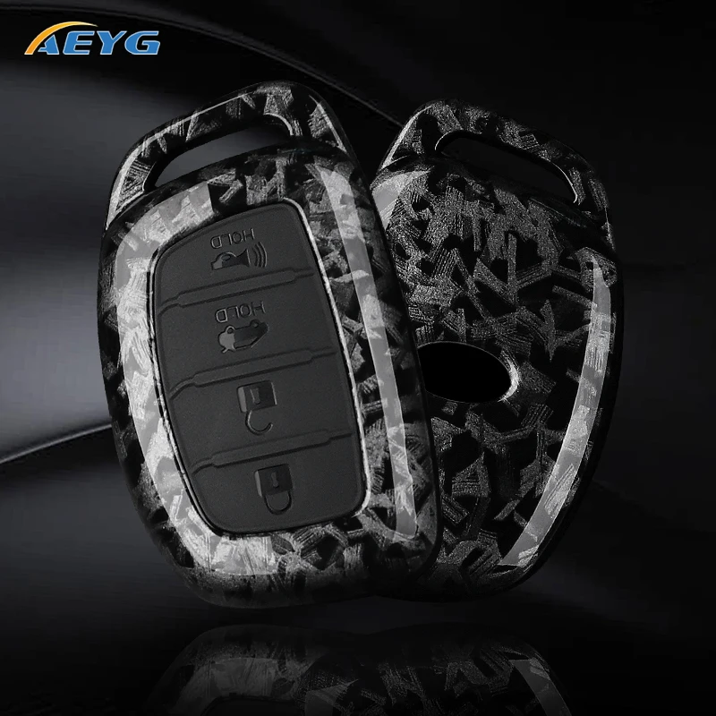 

ABS Carbon Fiber Car Key Case Cover Shell For Hyundai Tucson Santa Fe Rena Sonata Elantra Creta Ix35 Ix45 I10 I30 I40 keychain