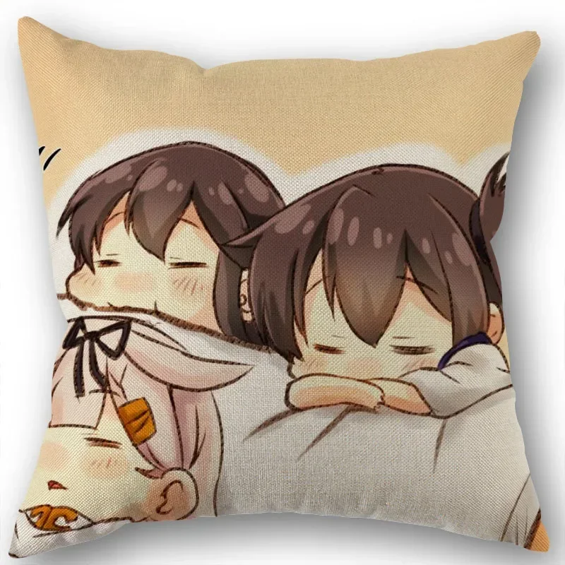 Anime Girl Kancolle Pillow Covers  Linen Zippered Square Decorative Pillowcase Outdoor,Office,Home Cushion 45x45cm