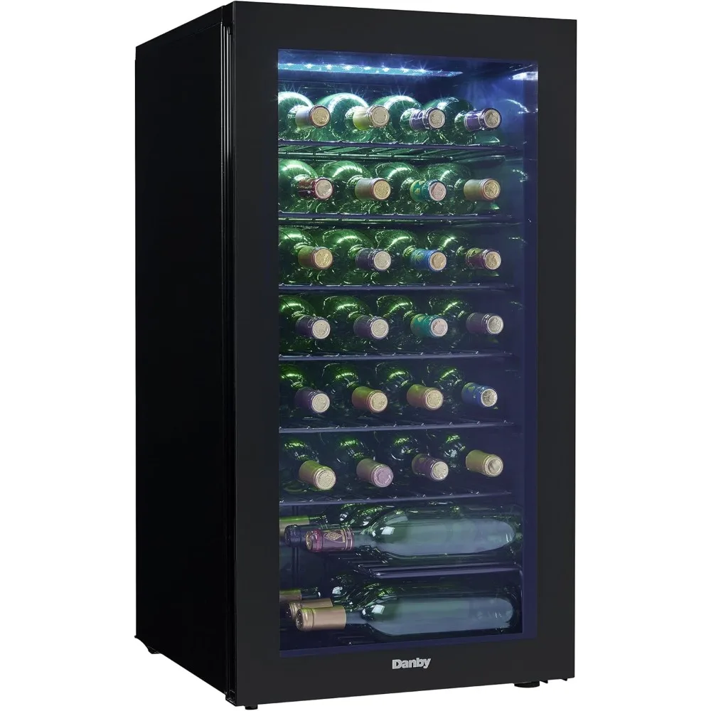 Ft. Free Standing Wine Cooler, Holds 36 Bottles, Single Zone Drinks Fridge with Glass Door-Beverage Chiller for Kitchen, Home