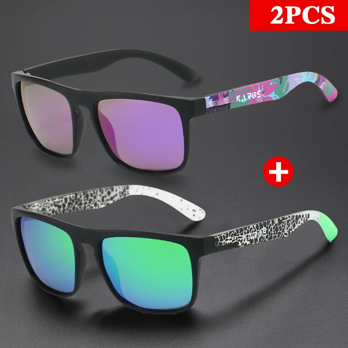 

2PCS KAROS Polarized Sunglasses For Men/Women Camo Frame UV400 Protection for Driving Fishing Cycling