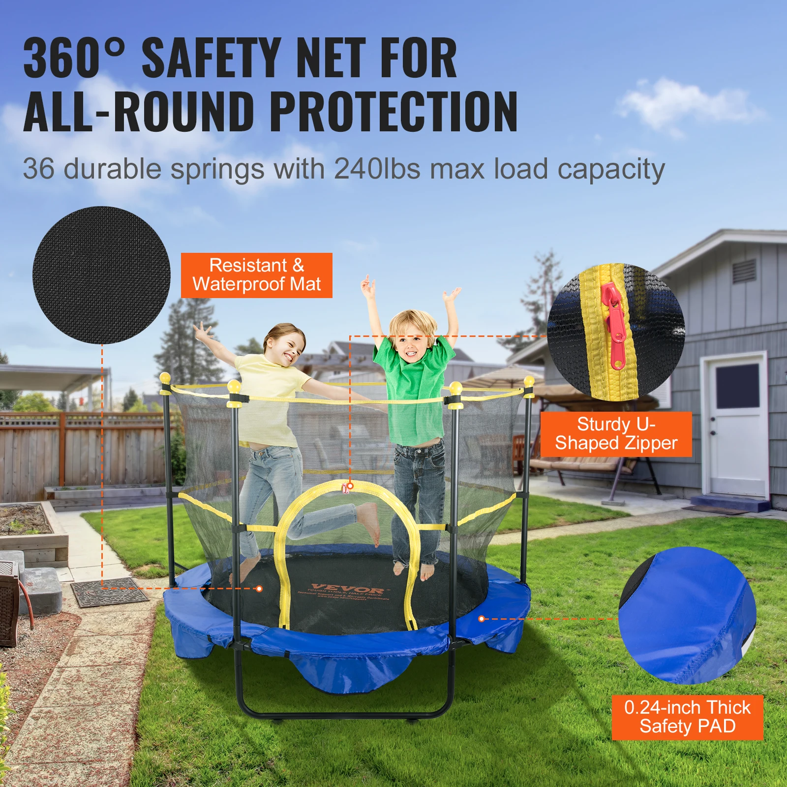 VEVOR 5FT Trampoline for Kids 60\