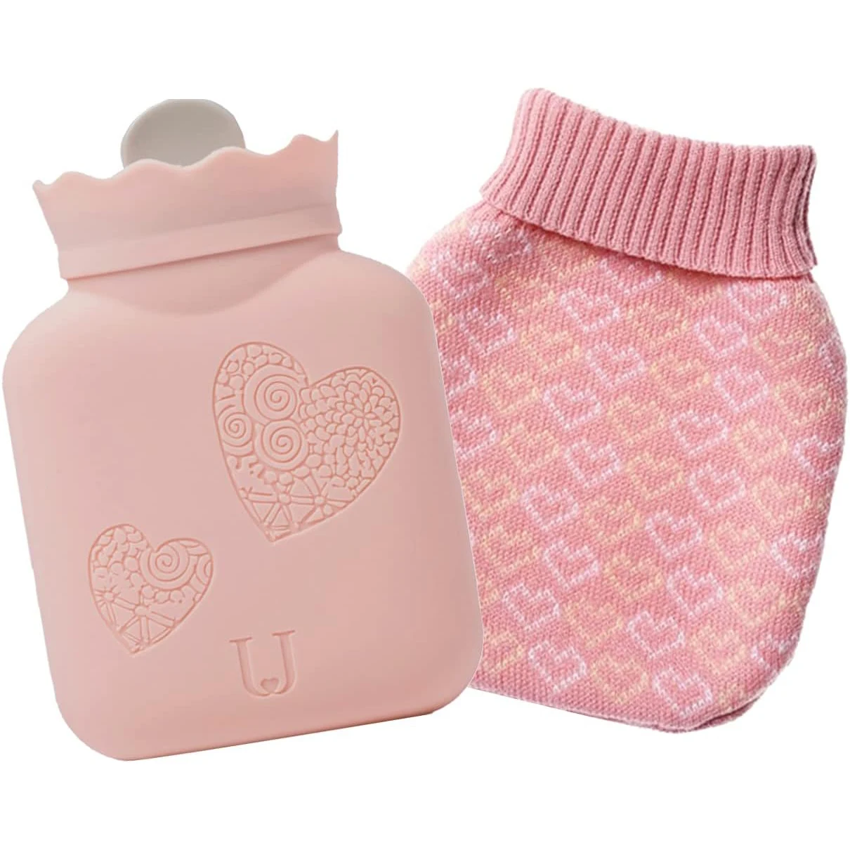 Heating Silicone Hot Water Bottle Bag With Knit Cover Hot & Cold Therapies Back Pain Gift For Girlfriend Mather Father