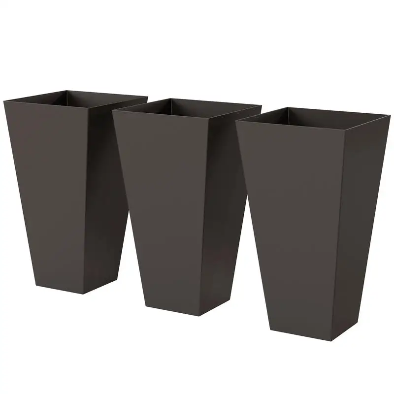 

Outsunny 28ft Tall Plastic Planters, Set of 3, Flower Pot, anti-crack, fade-resistant, square shape with a matte surface, Outdoor & Indoor, for lawns, patios, yards, Brown