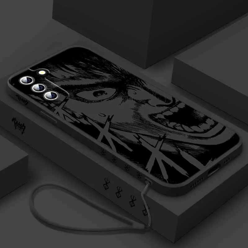 เคสโทรศัพท์ลายอนิเมะ Berserk สีดำ สำหรับ Xiaomi POCO X7 X6 X5 X4 X3 NFC GT M6 M5 M4 F6 F5 F2 F1 Pro แบบน้ำพร้อมสายคล้อง
