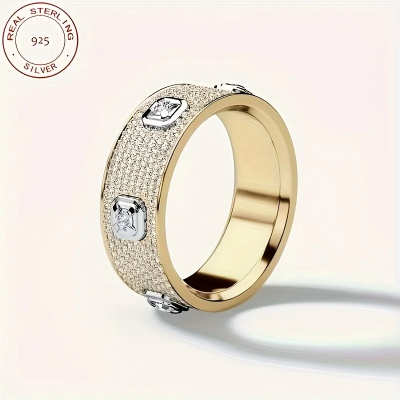 

Noble 925 Sterling Silver Luxury 14K Gold Plated Wedding Band Rings For Men Business Finger Ring Male Engagement Jewelry