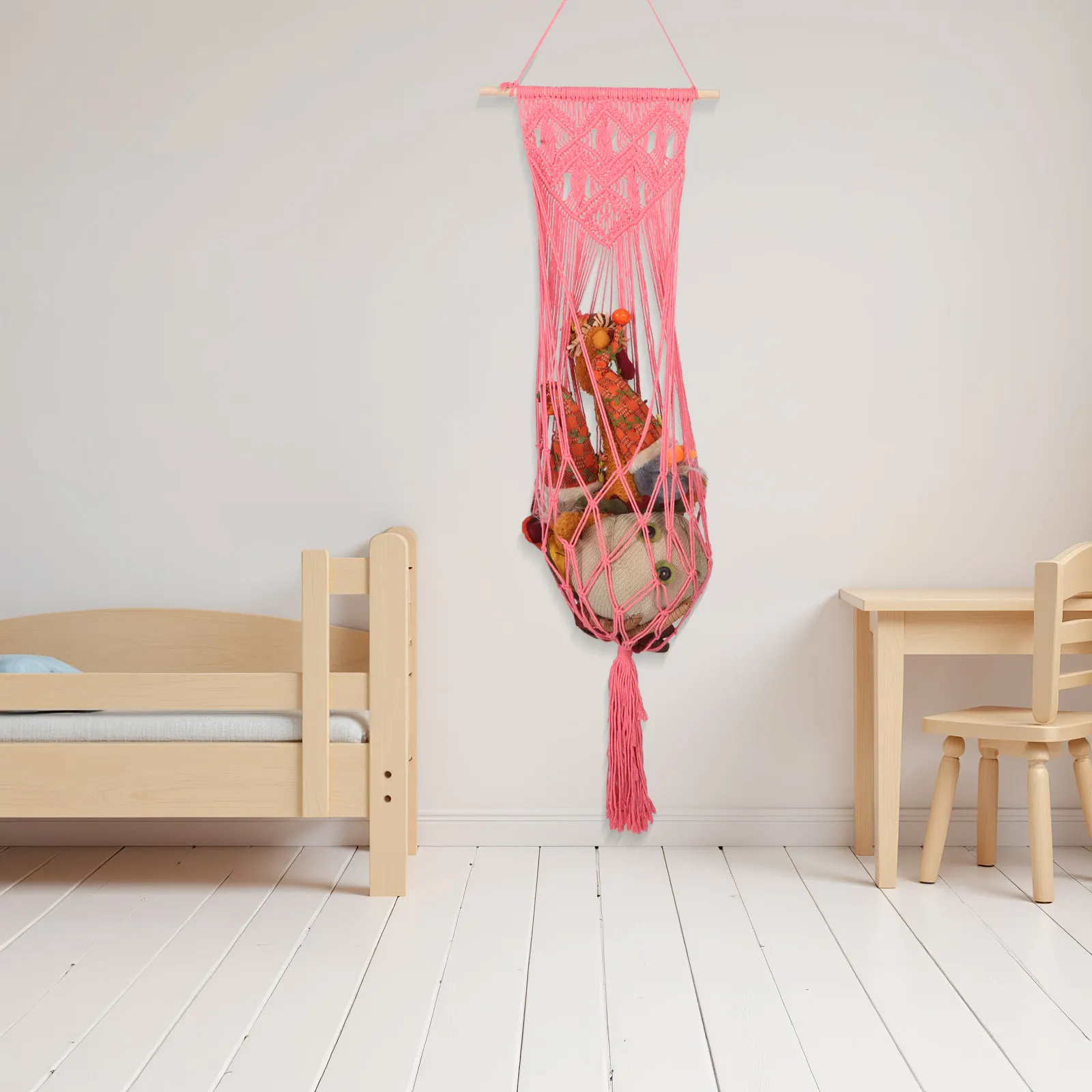 

Stuffed Animal Storage Hammock Handwoven Cotton Rope Hanging Net for Kidroom Nursery Wall Display Organizer Toys Hanging Net