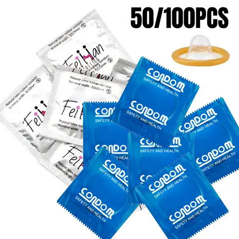 50/100PCS Natural Latex Condom for Adult Man Smooth Ultra Thin Condomss Peniss Sleeve Couples Contraception sexx Product Condones