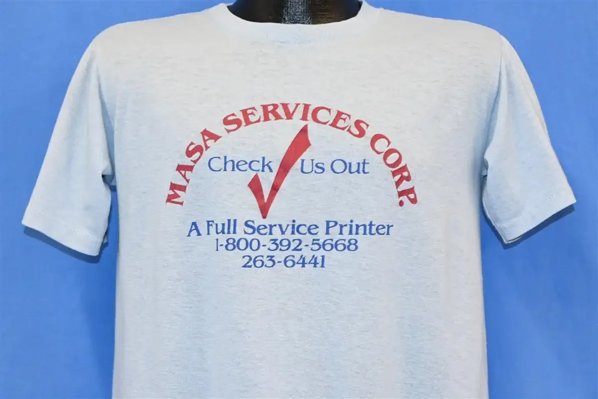 80s MASA Services Corporation Full Service Printer Company Check Us Out T Shirt Medium