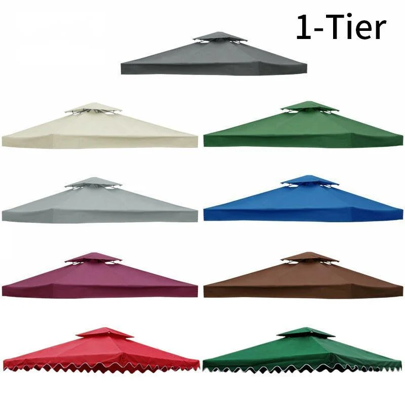 

300D Polyester Cloth Outdoor Replacement Canopy Top Double Tier Gazebo Roof Cover Garden BBQ Gazebo Top Replacement Cover 3x3m