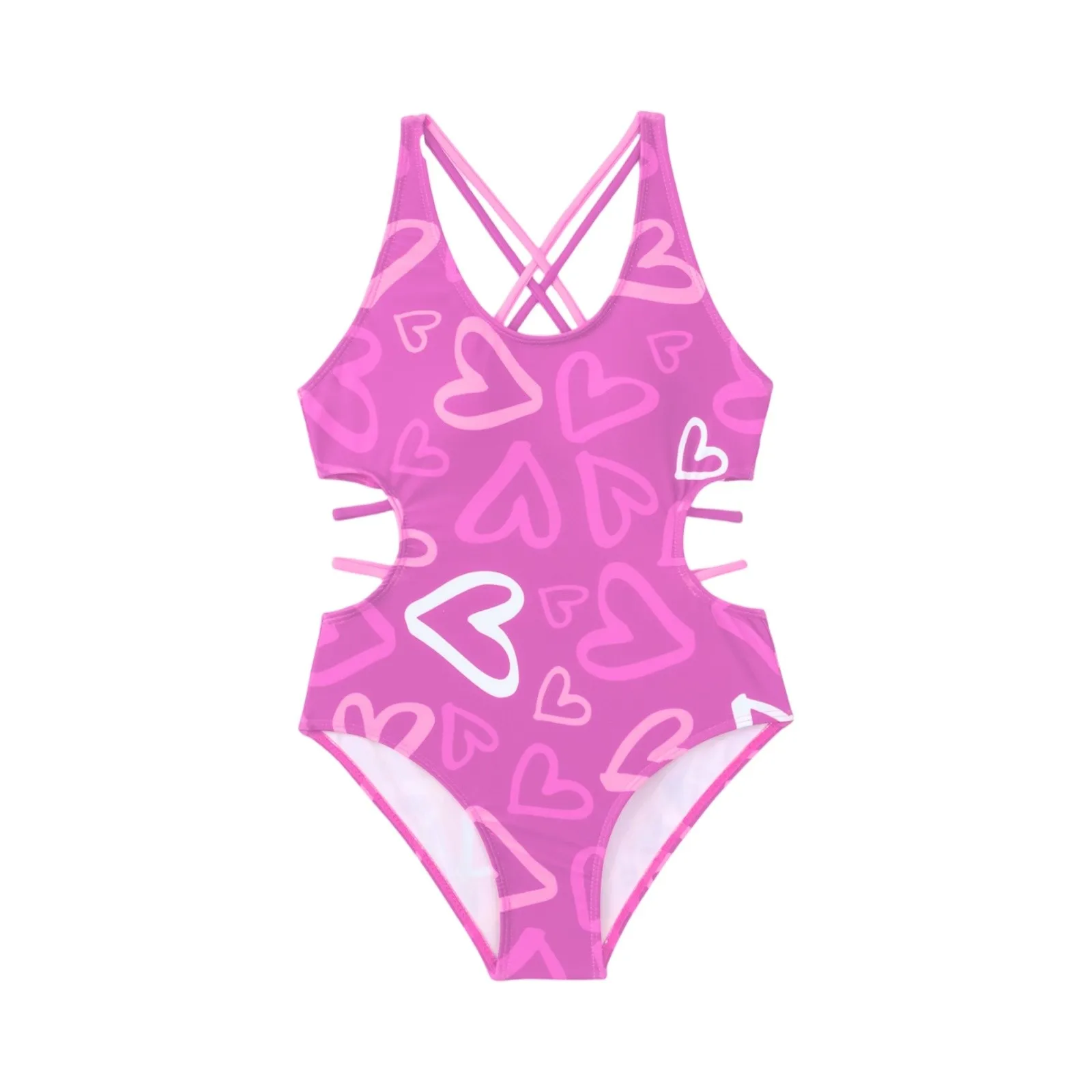 

Girls Cartoon Print One-Piece Swimsuit Bikini Summer One piece Swimwear Fashion Children's beach swimsuit with side cutouts