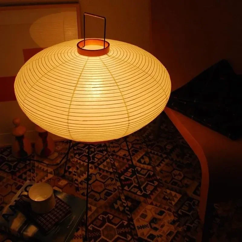 Lámpara de Pie de Papel de Arroz Japonés Wabi Sabi Noguchi Akari para Dormitorio, Sala de Estar, Mesita de Noche, Decoración del Hogar, Estilo Vintage