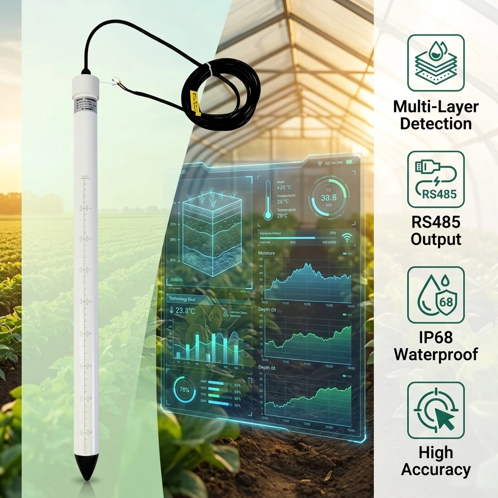 Honde Agriculture Integrated Deep Soil Temperature Humidity Meter PVC Plastic Tube Multi-Depth Soil Moisture Sensor 3% Accuracy