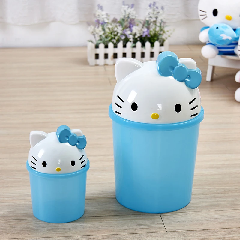 Sanrio Hello Kitty Trash Can Cute Household Flip-Top Desktop Living Room Storage Bucket Removable Cartoon Storage Bucket Gift view 3