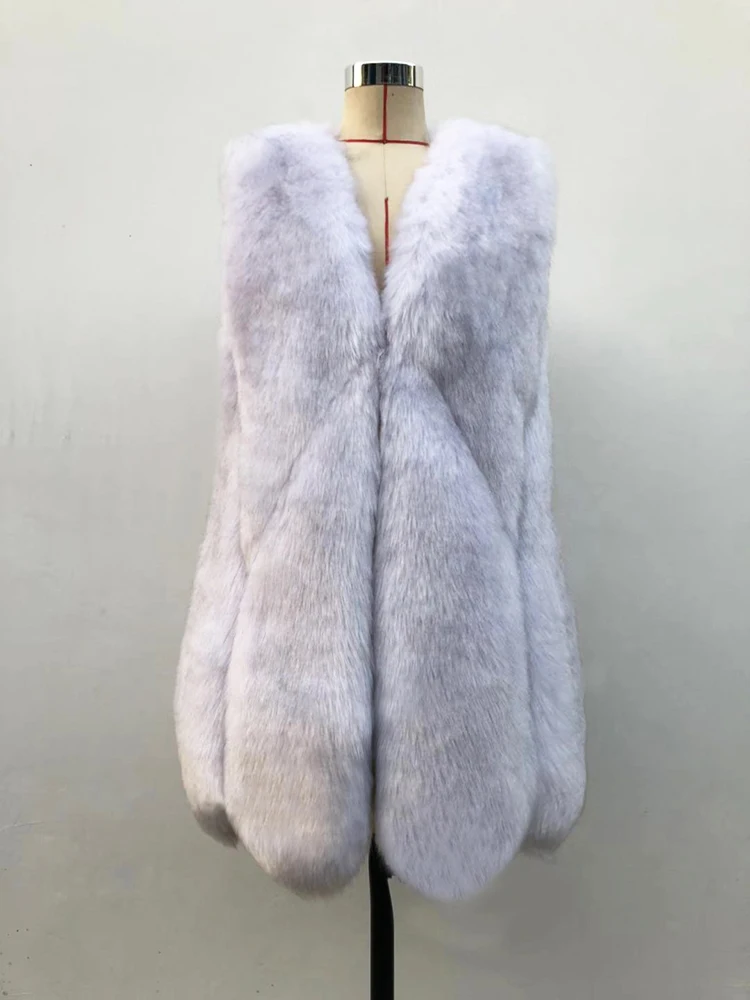 Zadorin Nieuwe Collectie Lange Faux Fur Vest Pluizige Jas Jassen Vrouwen Slim Faux Bontjas Hoge Kwaliteit Patchwork Nep Bont gilet