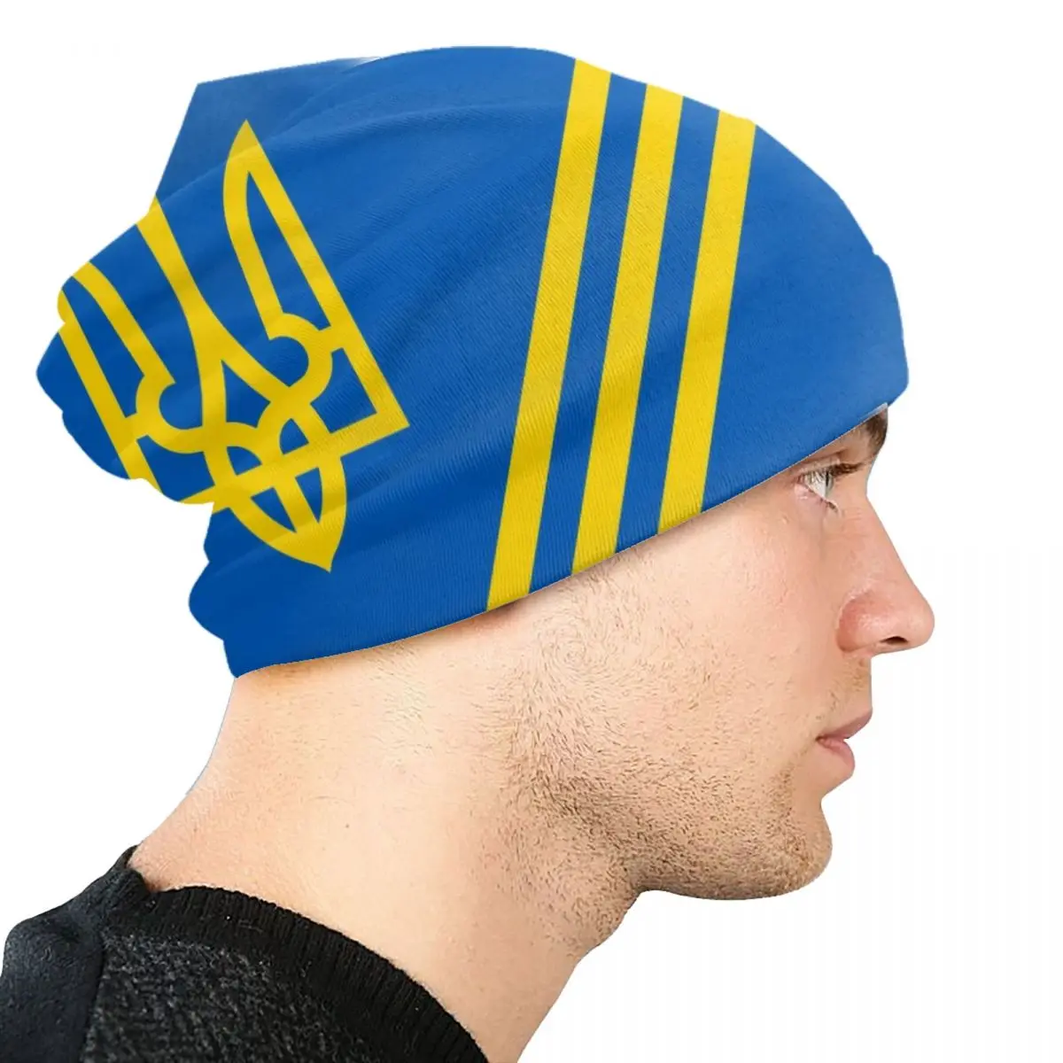 Ukraine Tridents Stripes Skullies Beanies Caps Hip Hop Winter Warm Knitting Hat Unisex Adult Ukrainian Flag Bonnet Hats