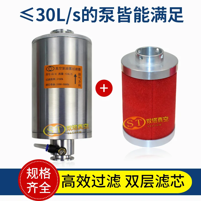 Rotary vane vacuum pump exhaust filter oil mist collector muffler GL-3/6/9/16KF25/40 quick-install interface