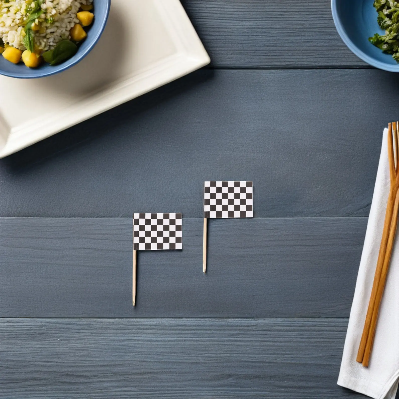 300 cure-dents à drapeau à carreaux noir et blanc, pour fêtes de course, décorations de gâteaux, décorations alimentaires pour buffets et cocktails, drapeaux alimentaires pour buffet