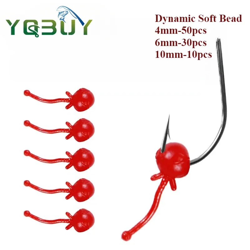 Set Dynamic Teasing Soft Bead Bait 4/6/10mm Tailed Ball Road Yadou Fishing Platform for Croaker, Carp, Green Grass Fishing Lure