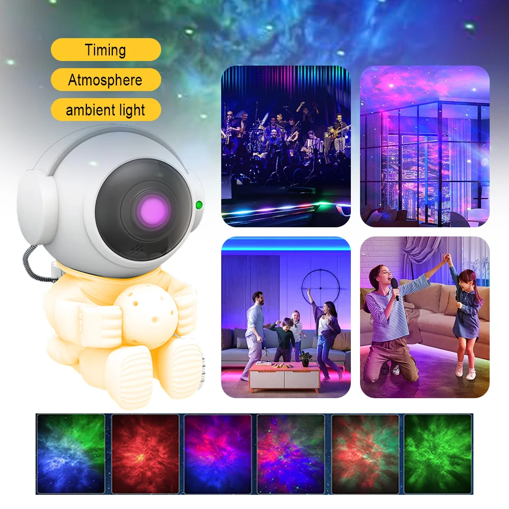 

LED Nebula Night Light Timer Astronaut Light Projector with Remote Control 3 Light Colors Astronaut Sky Lamp for Kids Room Decor