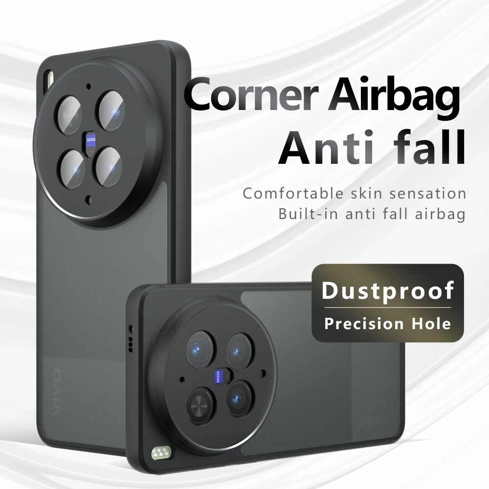 Stoßfeste Hülle für VIVO X300 Ultra X300s X300Pro, mattiertes Hautgefühl, mattierter TPU-Rahmen, Hartplastik, durchscheinende Handyhülle, Fundas