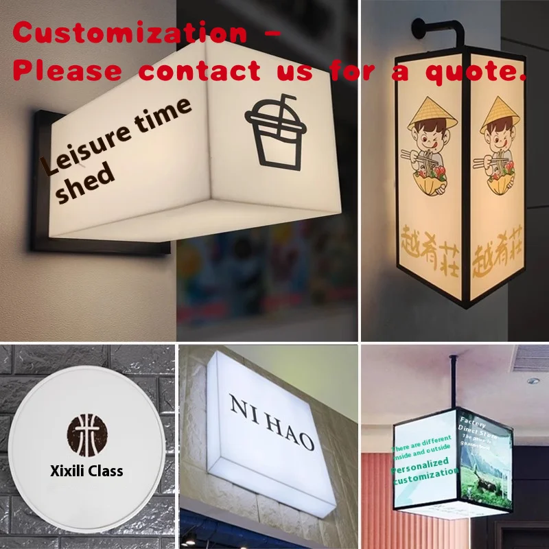 custom.Customized Full-Body Luminous Outdoor Advertising Light Box Acrylic Rectangle Door with Aluminum Frame Hanging Billboard