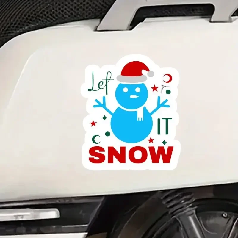 

Веселый снеговик «Let It Snow» с шляпой Санта-Клауса, наклейка на мотоцикл, идеально подходит для корпусов мотоциклов, крышек для ноутбуков