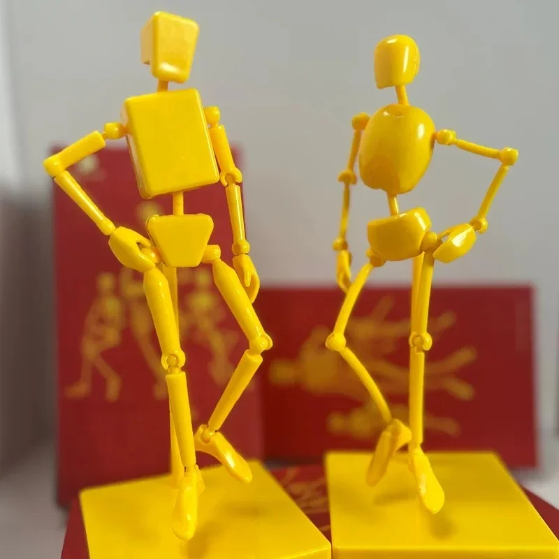 20cm Yellow Drawing Sketch Mannequin, Posable Figure Ornament, Articulated Art Doll with Base for Fine Art, Art Teaching Tool