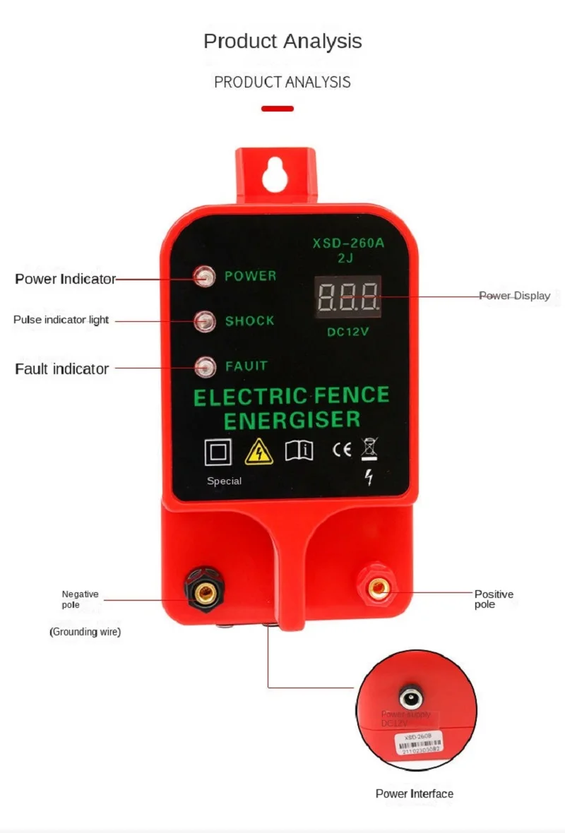 High Voltage High Decibel Shepherd Fence Animals Alarm Pulse Controller Poultry Farm Electric Energizer LCD Charger Tools 10KM