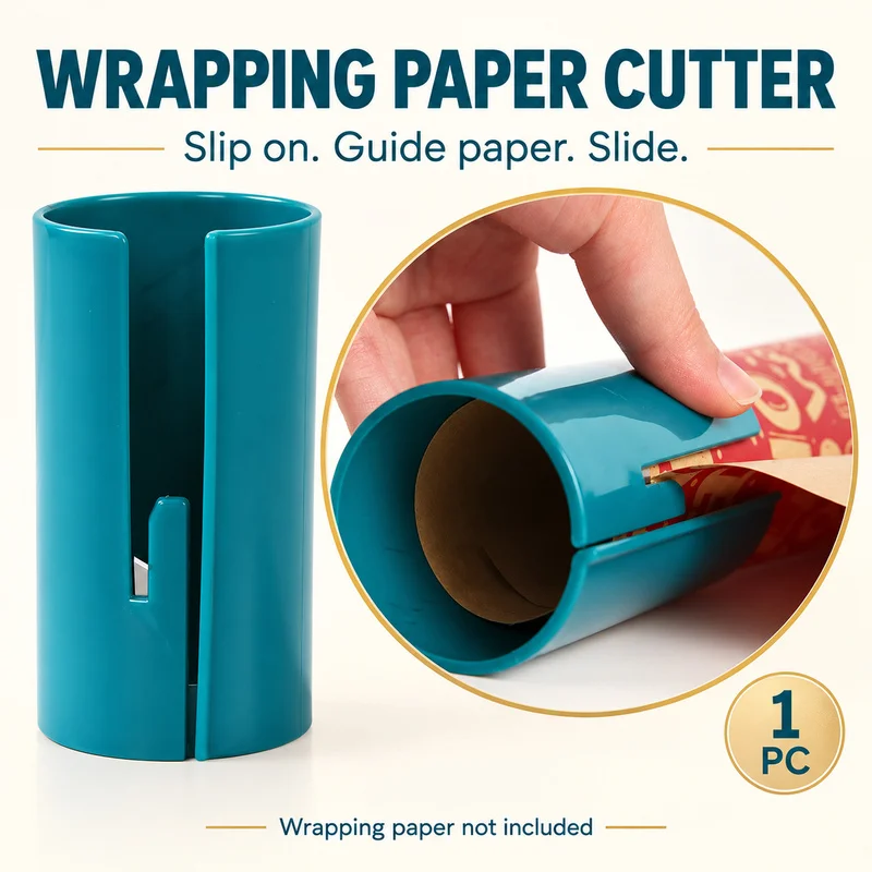 1PC Wrapping Paper Roll Cutter Sliding Gift Wrap Cutter With Concealed Blade For Christmas Birthday Wedding Packaging