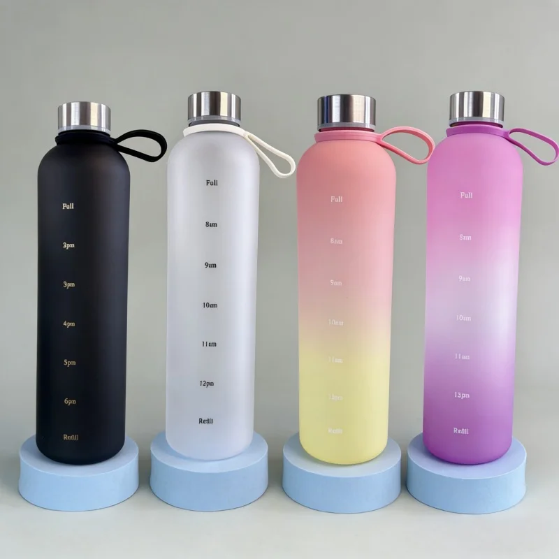 

1000ML Handle Scrub Gradient Water Bottle, Large Capacity Space Cup for Outdoor Sports and Portable Use