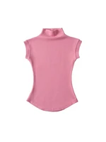 Économie à col roulé sexy pour femmes, pulls monochromes, t-shirts décontractés, streetwear féminin, t-shirts basiques, été 5