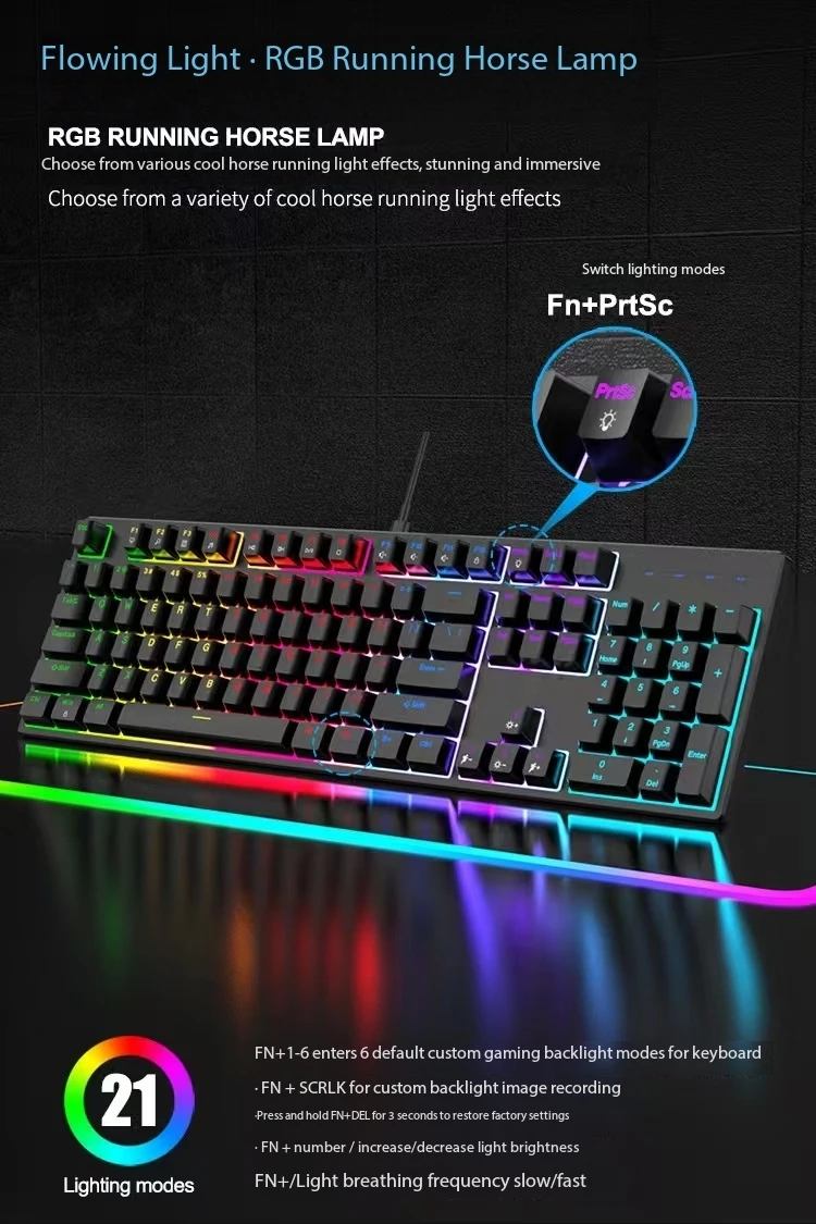 K104 Mechanical Keyboard, Blue Switch, RGB Backlit, 26-Key Anti-Ghosting, Wired Gaming Keyboard for Office & PC Gamers
